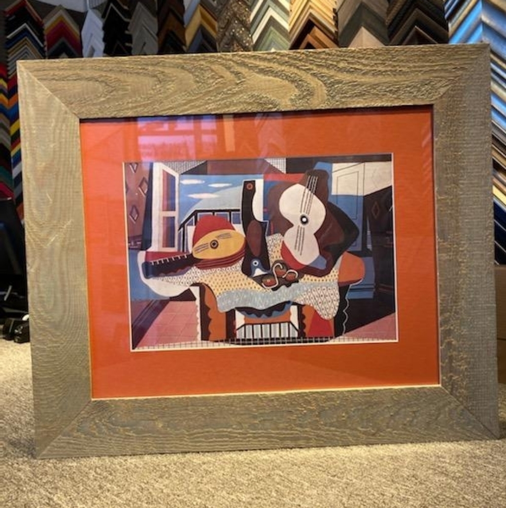 Newly Framed Picasso Mandolin and Guitar